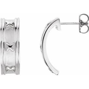 14K White J-Hoop Earrings