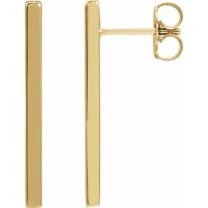 14K Yellow Bar Earrings