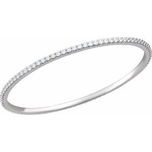 14K White 4 CTW Natural Diamond Stackable Bangle 8" Bracelet