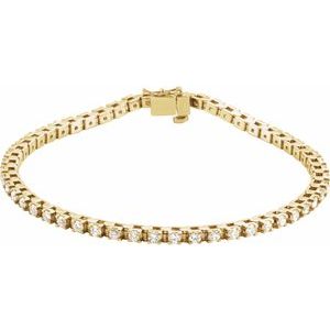14K Yellow 2 1/8 CTW Natural Diamond Line 7" Bracelet