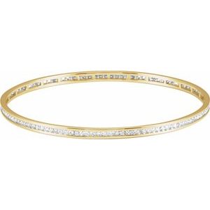 14K Yellow 1 1/2 CTW Natural Diamond Stackable Bangle 8" Bracelet