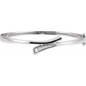 14K White 1/4 CTW Natural Diamond 6 1/2" Bangle Bracelet