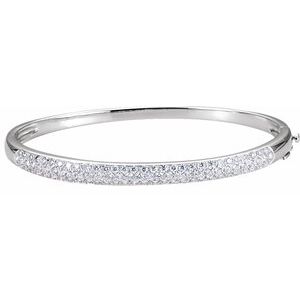14K White 1 1/2 CTW Natural Diamond Bangle 6" Bracelet