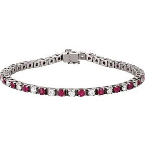 14K White Natural Ruby & 2 1/3 CTW Natural Diamond 7" Bracelet