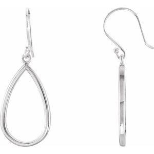 14K White Teardrop Earrings