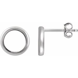 14K White Circle Earrings