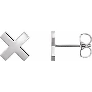 14K White 7.9 mm X Earrings