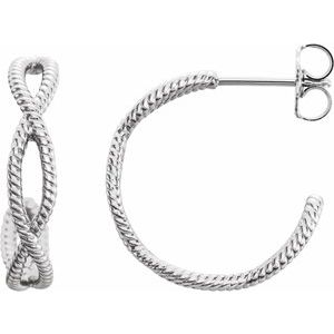 14K White Rope 20 mm Hoop Earrings