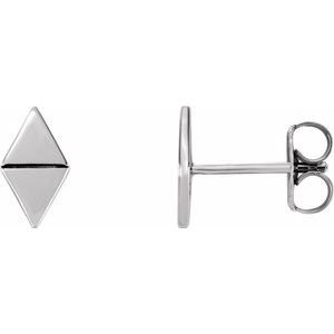 14K White Geometric Earrings