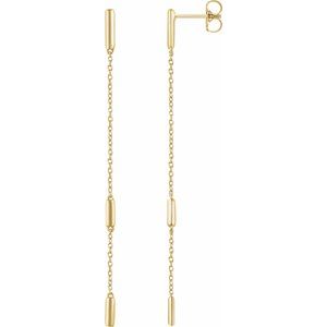 14K Yellow Bar Chain Earrings