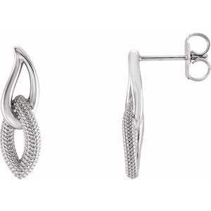 14K White Beaded Drop Earrings