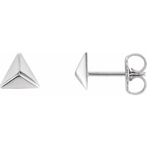 14K White Pyramid Earrings