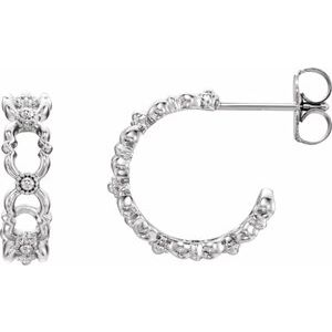 14K White Quatrefoil 12 mm Hoop Earrings