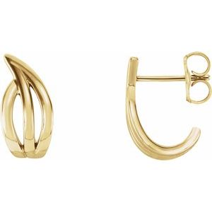 14K Yellow Freeform J-Hoop Earrings