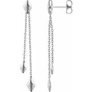 14K White Chain Earrings