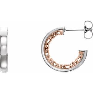 14K White/Rose Vintage-Inspired 16 mm Hoop Earrings