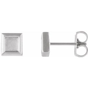 14K White 5.4 mm Square Petite Earrings