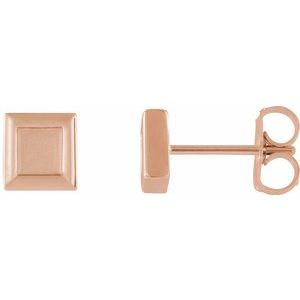 14K Rose 5.4 mm Square Petite Earrings