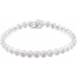 14K White 1 CTW Natural Diamond 7" Bracelet