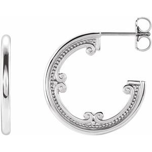 14K White Vintage-Inspired 20 mm Hoop Earrings
