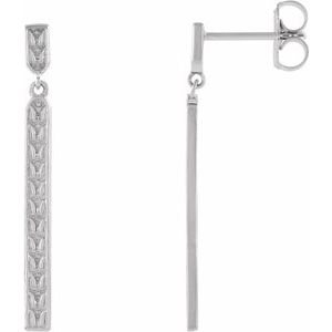 14K White Sculptural Bar Earrings
