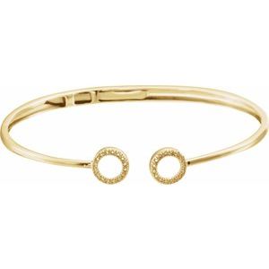 14K Yellow 1/6 CTW Natural Diamond Circle Hinged Cuff 7" Bracelet