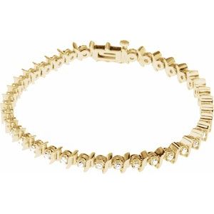 14K Yellow 1 1/2 CTW Natural Diamond Line 7 1/4" Bracelet