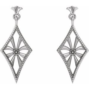 14K White Vintage-Inspired Dangle Earrings
