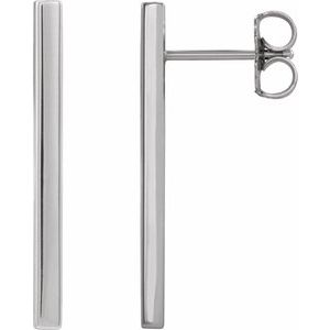 14K White Bar Earrings