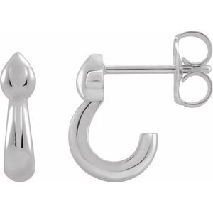 14K White J-Hoop Earrings