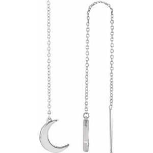 14K White Crescent Moon Chain Earrings