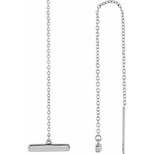 14K White Bar Chain Earrings
