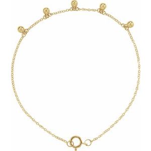 14K Yellow Beaded 5-Station 7" Bracelet