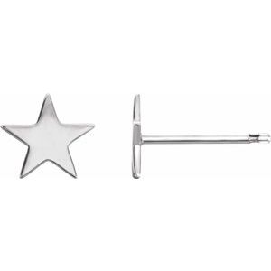 14K White 6.2 mm Star Friction Post Earring