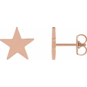 14K Rose 6.2 mm Star Friction Post & Back Earrings