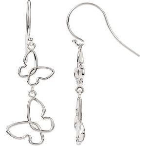 14K White Butterfly Earrings