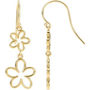 14K Yellow Flower Dangle Earrings