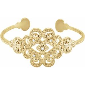 14K Yellow 1/6 CTW Natural Diamond Cuff 7" Bracelet