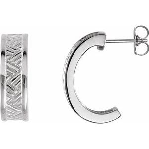 14K White J-Hoop Earrings
