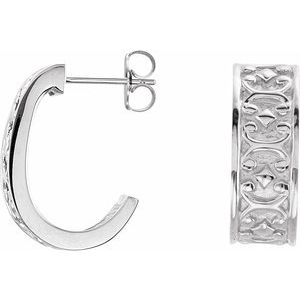 14K White J-Hoop Earrings