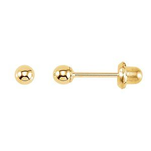 14K Yellow Ball Stud Piercing Earrings