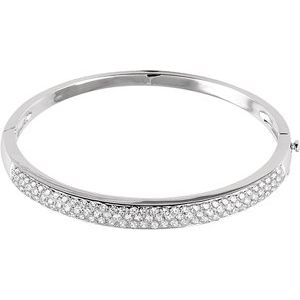 14K White 3 CTW Natural Diamond Pav√© Bangle 7" Bracelet