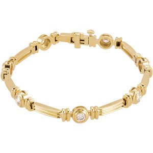 14K Yellow 1 CTW Natural Diamond Line 7" Bracelet