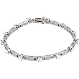 14K White 3/4 CTW Natural Diamond Line 7 1/4" Bracelet