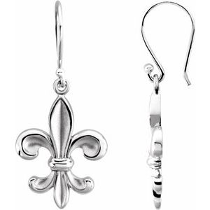 14K White Fleur-de-lis Earring