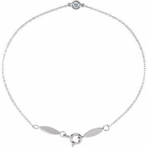 14K White .08 CT Natural Diamond 7" Bracelet