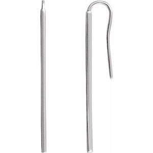 14K White Vertical Bar Earrings