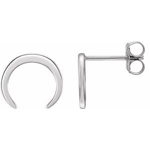 14K White Crescent Earrings