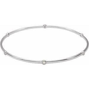 14K White 1/4 CTW Natural Diamond Bezel-Set Bangle 8" Bracelet