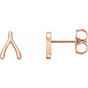 14K Rose Wishbone Earrings